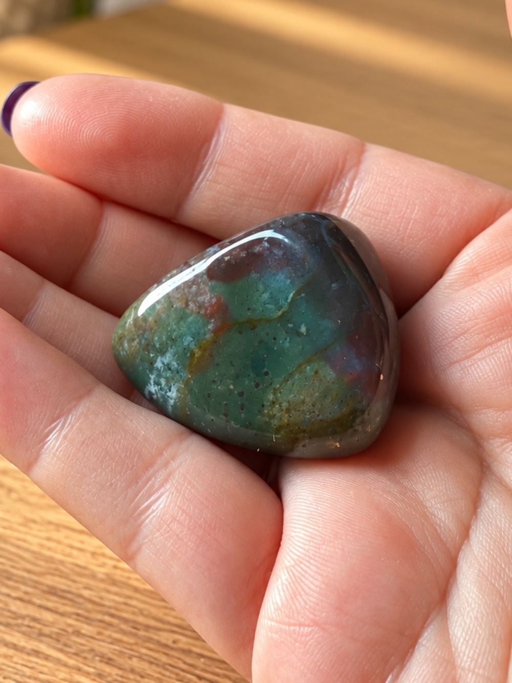 Natural Rainbow Fancy Jasper Polished Pocket Worry Stone 1.25”